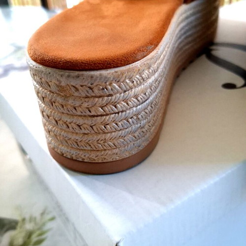 Camel suede flatforms with bow size 39 like new