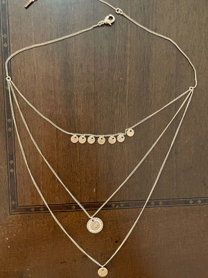 Pilgrim Gold Plated Necklace 3 Layers Pink Gold like New