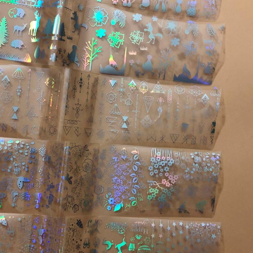 Ολογραφικά αυτοκόλλητα νυχιών Aurora Glass καινούργιο, πακέτο 5 τεμ.