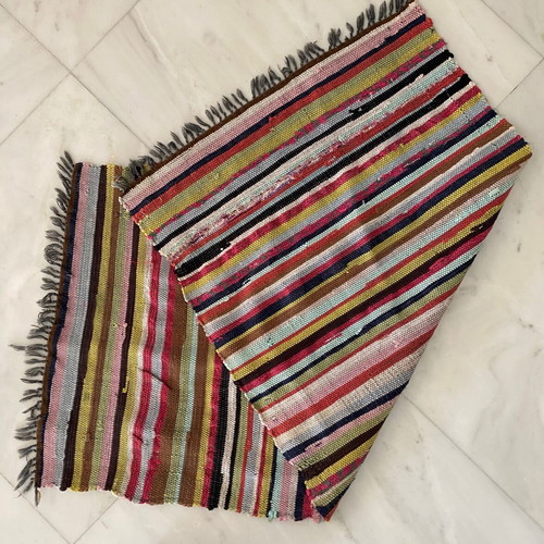 Cotton rag rug used 1.24x0.63 m
