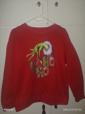 Shein Grinch χριστουγεννιάτικο φούτερ με τύπωμα Ho Ho Ho σε κόκκινο