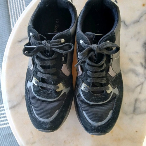 Trussardi women's sneakers size 41 like new, black and silver