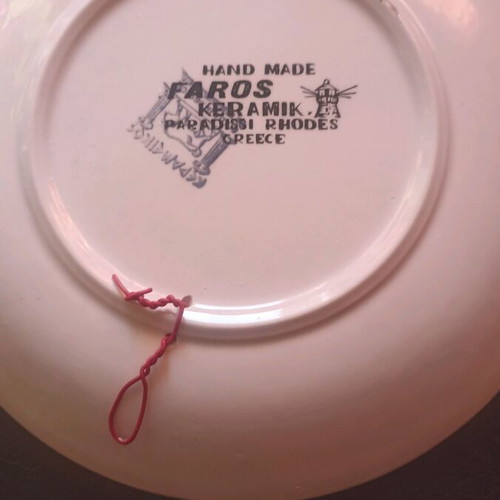 Faros Keramik vintage decorative plate with enamel, like new