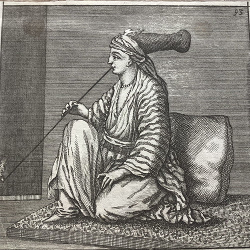 Jeune Juifve 1702 χαλκογραφία, νεαρή Εβραία της Σμύρνης με τσιμπούκι