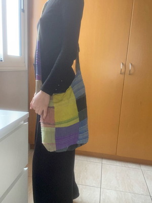 Roucheni crossbody shoulder bag new, purple and yellow