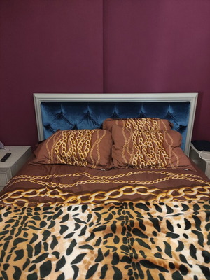 Bedroom furniture set like new with bed, two nightstands, dresser with mirror, stool