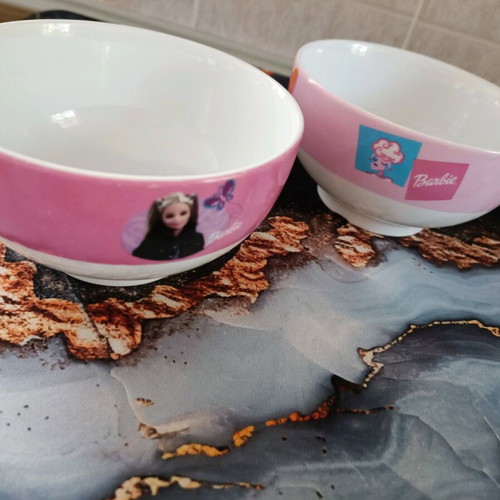 Barbie cereal bowls used, set of 2 porcelain