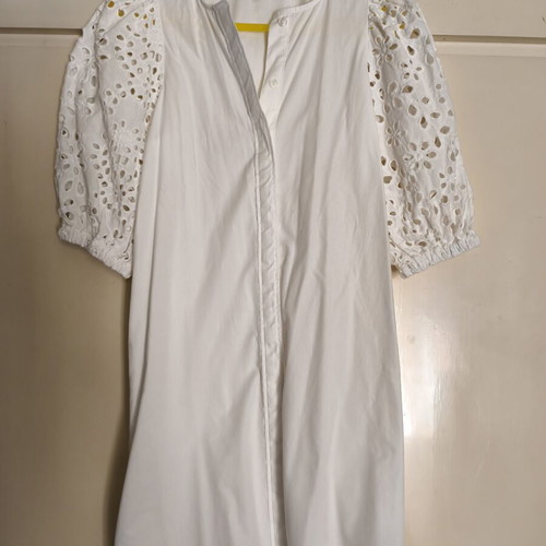 H&M dress new, white, XS-Small with broderie anglaise sleeves