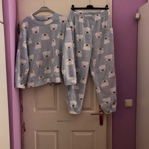 Shein fleece pajamas new, blue with bears