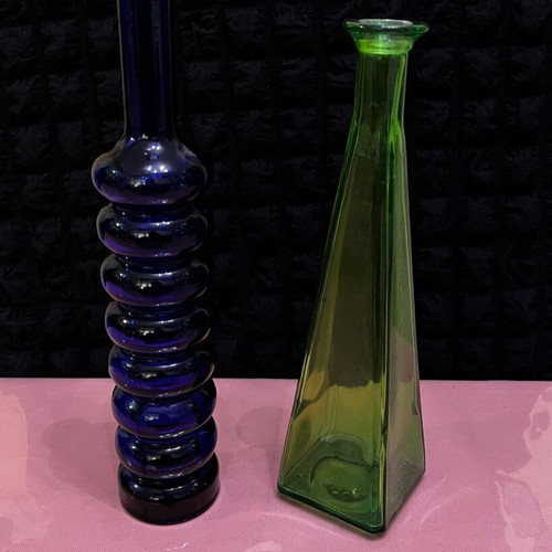 Set of 2 vintage glass decorative bottles like new