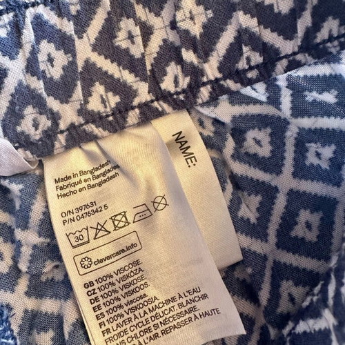 H&M girls' pants 6-7 years like new, viscose, white-blue