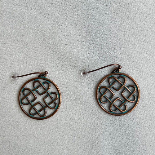 Vintage bronze Celtic knot dangle earrings new, brown