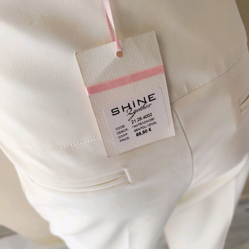 Straight leg pants Shine 2gether new, size M, white and beige