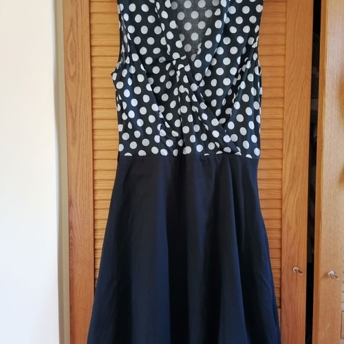 Promod polka dot dress M like new, cotton, black and white