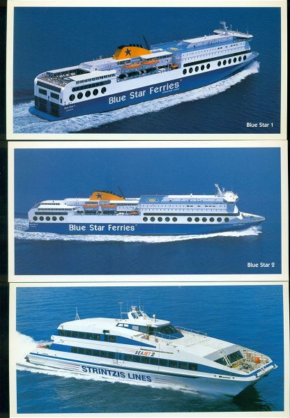  palies kartpostal. karavia. " Blue Star Ferries". 9 diaforetikes kart-postal.