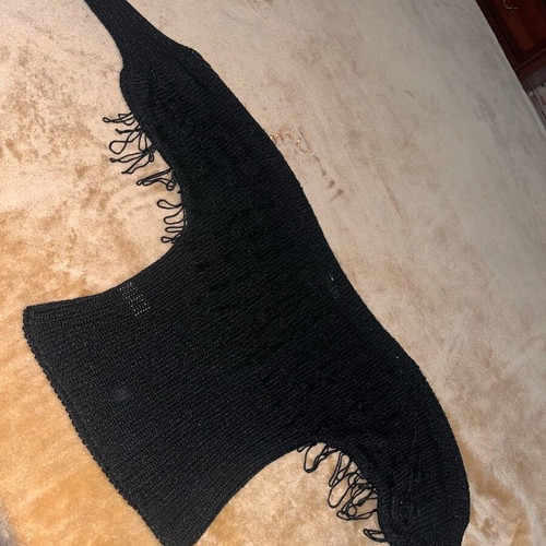 Shirt with sleeves and fringes like new, black