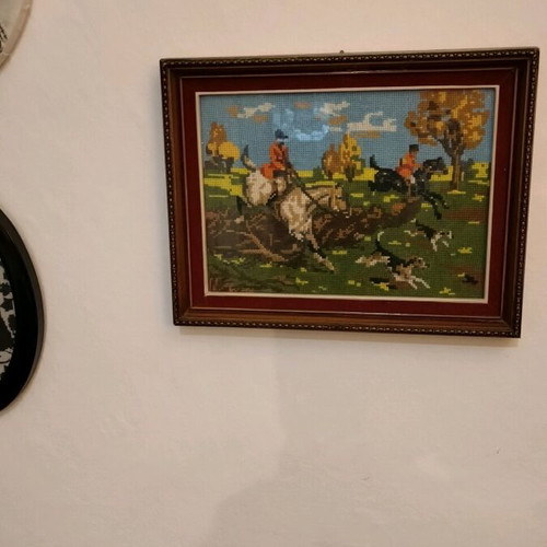 Cross-stitch embroidered painting like new, size 26x34