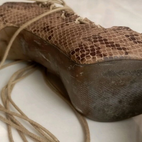Zara sandals used, brown croco pattern, 12 cm heel, size 36