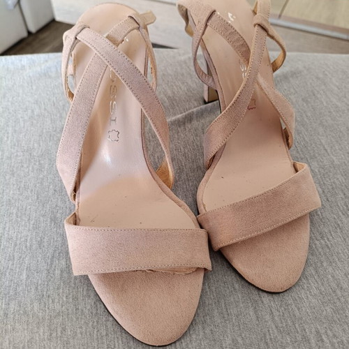 Rossi women's high-heeled sandals new, nude suede, size 40