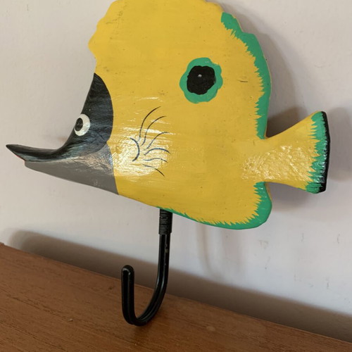 Handmade wooden fish wall hook new, tropical colors