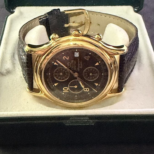 Claude Perrier Chronograph Gold Plated Watch vintage 1990, like new