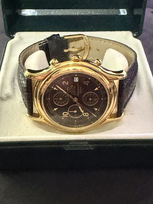 Claude Perrier Chronograph Gold Plated Watch vintage 1990, like new