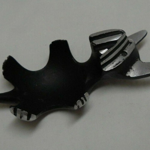 Walter Bosse Black Aluminum Dog Egg Cup used, Schnauzer Scottish Terrier