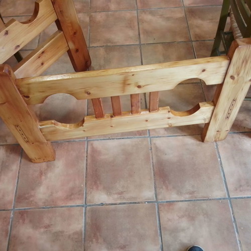 Wooden pine bed used in excellent condition with slats