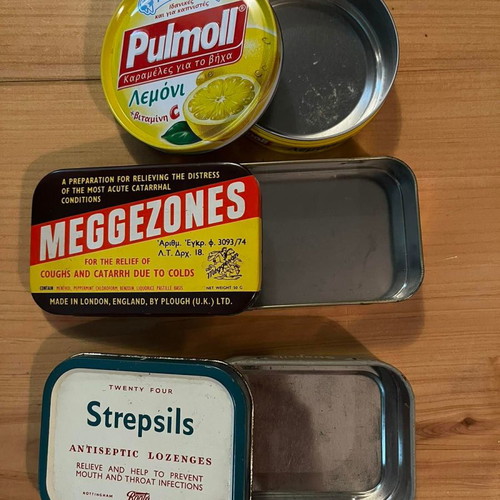 Metal candy tins used, pack of three