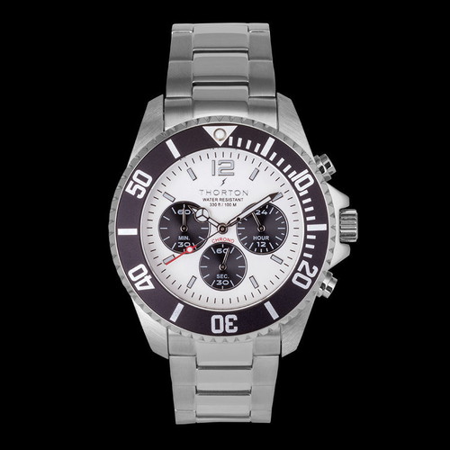 Thorton Loki Panda chronograph watch, stainless steel, 44mm