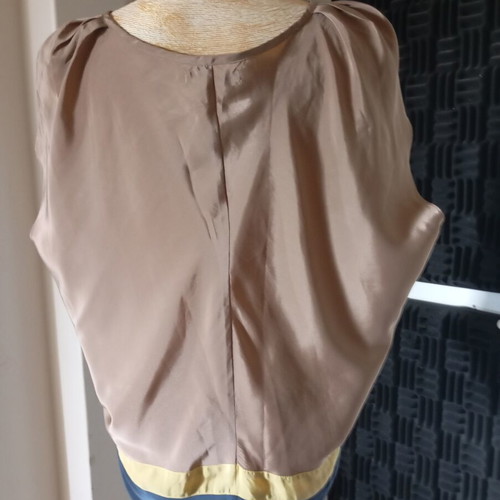 San Tropez women's blouse size M/L, beige and blue