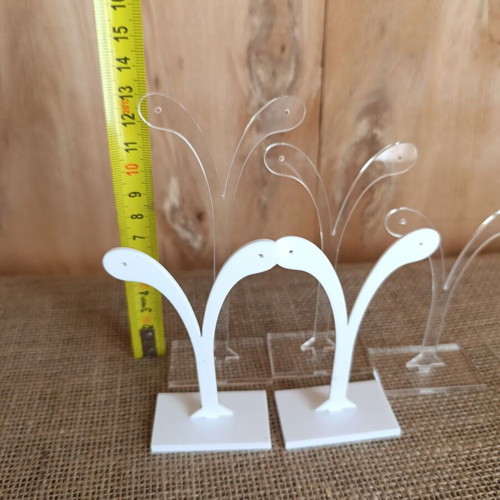 Jewelry display stands for earrings set of 5 like new, leather and plexiglass