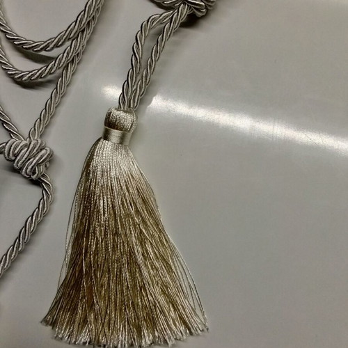 Curtain cords set decorative with tassel new, cream light earth tones