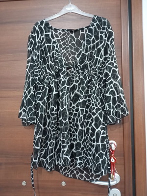 Primark Summer Tunic with Elastic Waist, Like New, Black and White