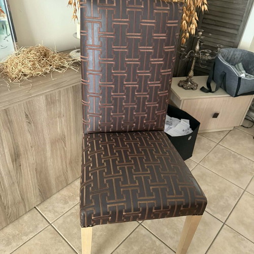 Hermes leather dining chairs like new, set of 8