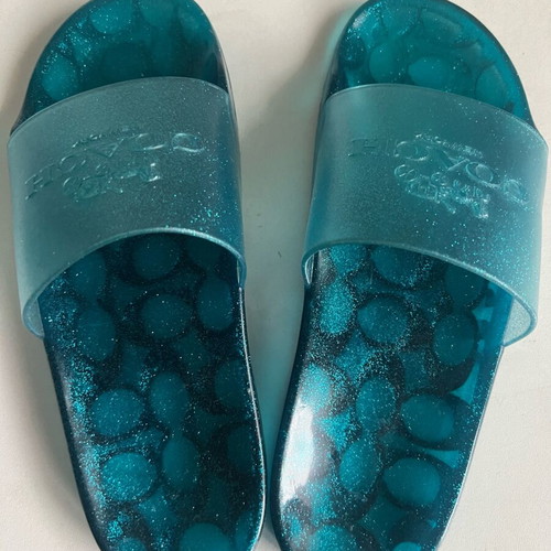 Coach Ulysses Jelly Translucent Aqua Slide Sandals New EU41