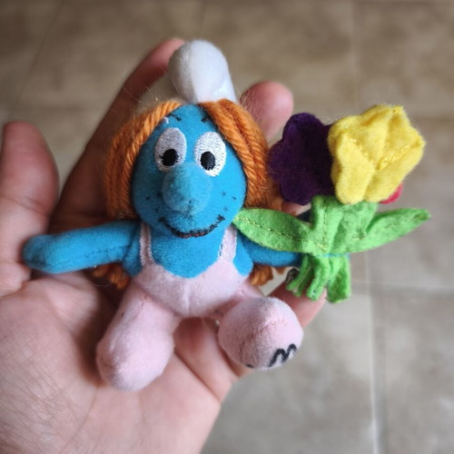 Sassette Smurf vintage plush toy 2000, used, McDonalds collectible