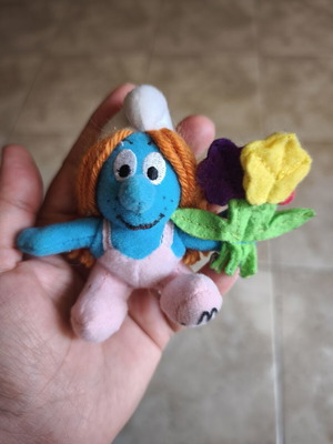 Sassette Smurf vintage plush toy 2000, used, McDonalds collectible