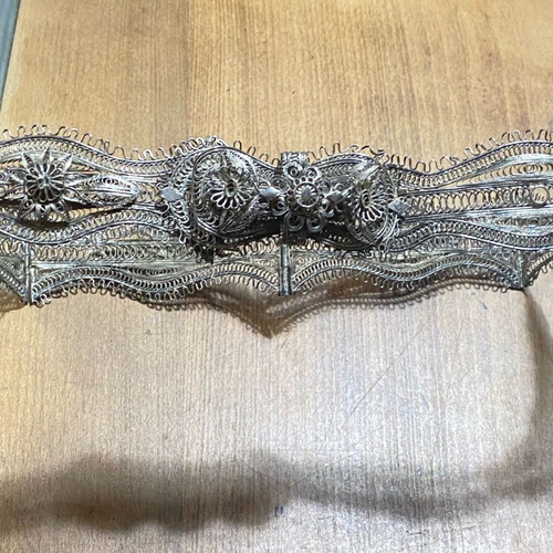 Silver filigree belt handmade used 18th - 19th century