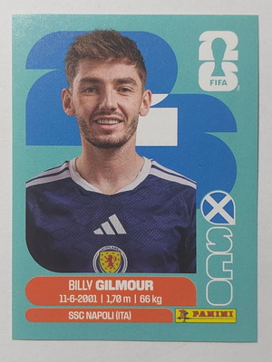Αυτοκόλλητο FIFA World Cup 2026 καινούργιο, SCO12 Billy Gilmour Scotland
