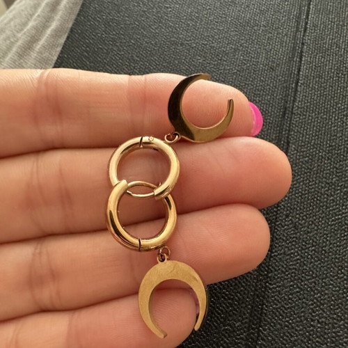 Stainless steel gold crescent moon earrings