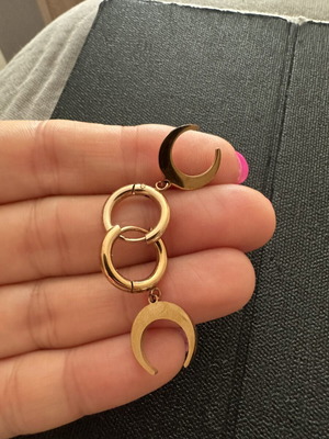 Stainless steel gold crescent moon earrings