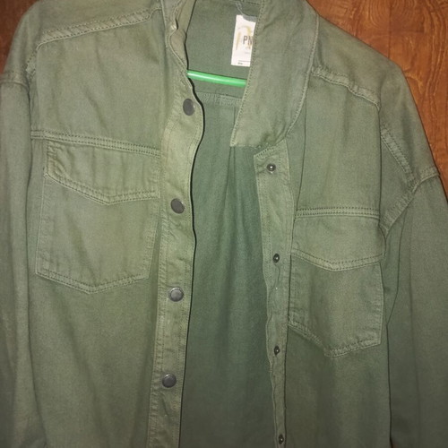 Khaki Overshirt Jacket Pink Woman new with metal studs