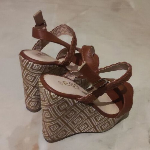 Women's platform sandals size 36 used, beige and brown, 12 cm heel