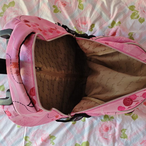 Hallmark Town school trolley bag with bottle holder fuchsia