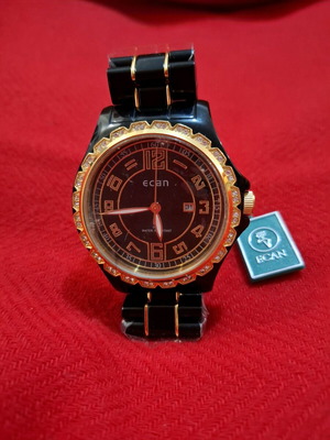 Ecan Unisex Watch New Black and Gold Stainless Steel