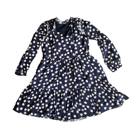 J. Crew Tie Neck Tiered Midi Dress like new, size S, blue