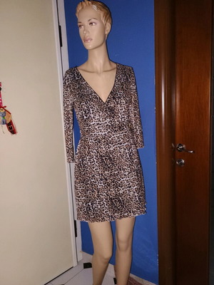 Stradivarius Leopard Print Wrap Dress Size M Like New