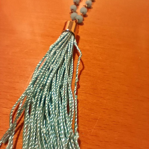 Turquoise faux jewelry necklace long with tassel, new, boho style