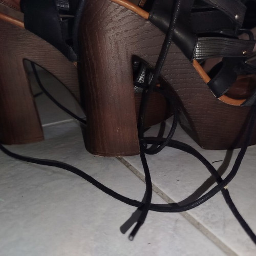 Platform sandals A.L.E. used with laces, size 38, black and brown